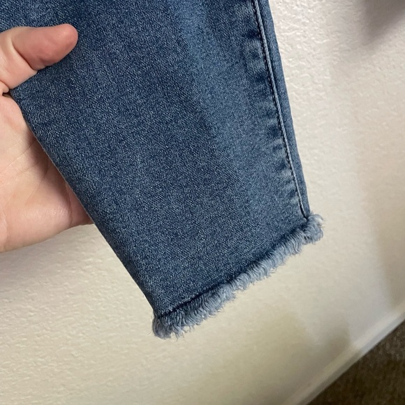 Loft Button Fly High Rise Curvy Skinny Raw Hem Jeans 8/29 Med Wash - Picture 4 of 9